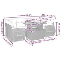 7-delige Loungeset met kussens poly rattan grijs - thumbnail
