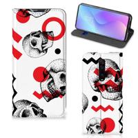 Mobiel BookCase Xiaomi Mi 9T Pro Skull Red - thumbnail