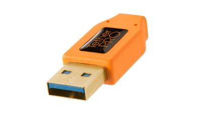 Tethertools TetherPro USB 3.0 to Micro-B Right Angle, 15' (4.6m), High-Visibility Orange