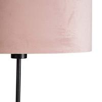 QAZQA Vloerlamp zwart met velours kap roze met goud 35 cm - Parte - thumbnail