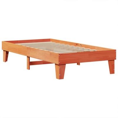 Bedframe zonder matras massief grenenhout wasbruin 90x200 cm