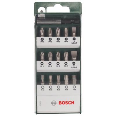 Bosch Accessories 2609255977 Bitset 16-delig Plat, Kruiskop Phillips, Kruiskop Pozidriv, Binnen-zesrond (TX)