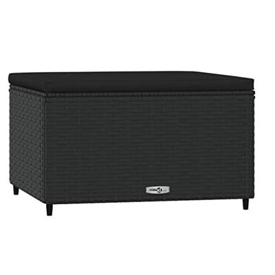 Voetensteunen 2 st met kussens poly rattan zwart - thumbnail