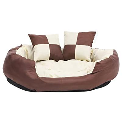 VidaXL Hondenkussen omkeerbaar en wasbaar 85x70x20 cm bruin en crème