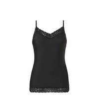 31912 Secrets dames hemd kant - Spaghetti bandjes - Kanten Naadloos dames hemd microfiber - lingerie top - S - Zwart - Top - Singlet - S - S - S - thumbnail