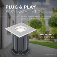 Set van 9 LED Grondspots vierkant buiten - Dimbaar - GU10 - 6500K daglicht wit - 4 Watt 345 Lumen - Tuinspot - Oprit - RVS - IP64 Waterdicht - thumbnail