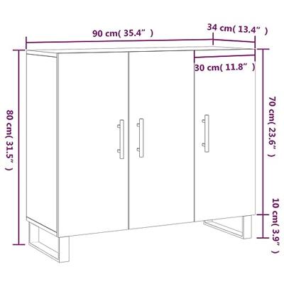 Dressoir 90x34x80 cm bewerkt hout betongrijs
