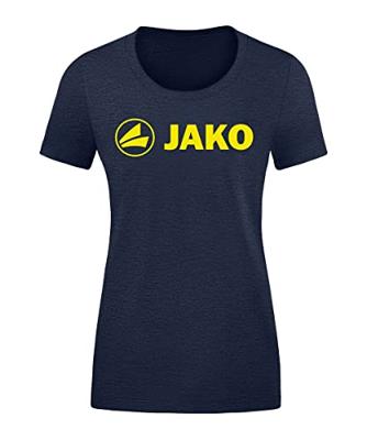 JAKO 6160D T-Shirt Promo Dames - Marine Gemeleerd/Fluo Citroen - 42