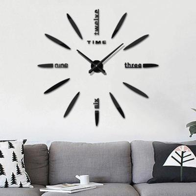 Slaapkamer Home decor grote 3D spiegel DIY muur sticker klok grootte: 100 * 100cm (zwart)