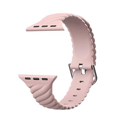 By Qubix - Siliconen 'Twist' bandje - Roze - Compatible met Apple Watch 38mm / 40mm / 41mm / 42mm - Compatible Apple watch bandjes