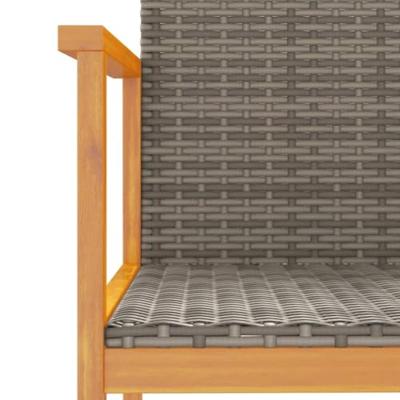 Tuinstoelen 2 st poly rattan en massief hout grijs