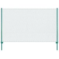 VidaXL Draadgaashek met palen 25x1,5 m staal groen - thumbnail