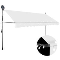 VidaXL Luifel handmatig uitschuifbaar met led 350 cm crèmekleurig - thumbnail