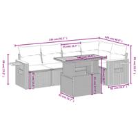 6-delige Loungeset met kussens poly rattan beige - thumbnail
