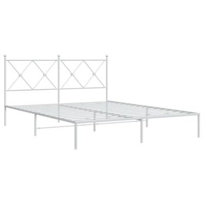 Bedframe met hoofdbord metaal wit 150x200 cm