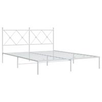 Bedframe met hoofdbord metaal wit 150x200 cm - thumbnail