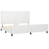 Bedframe met hoofdbord kunstleer wit 200x200 cm - thumbnail
