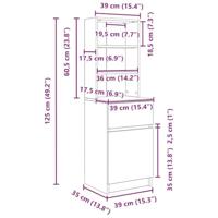 Nachtkastje 39x35x125 cm bewerkt hout artisanaal eikenkleur - thumbnail