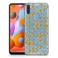 Samsung Galaxy A11 | M11 TPU Case Gouden Bloemen - thumbnail