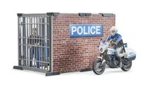 Bruder bworld politie bureau met politie motor - thumbnail