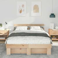 Bedframe met hoofdeinde Bruin 140 x 200 cm Massief grenenhout - thumbnail