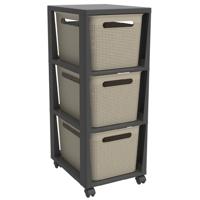 Rotho Tower Brisen Design ladekast 3x16L met Wielen Cappuccino - thumbnail
