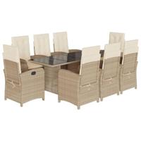 9-delige Tuinset met kussens poly rattan beige - thumbnail