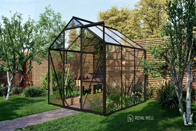 Royal Well Kate I aluminium tuinkas 192x192 cm zwart- - Veiligheidsglas- Royal Well