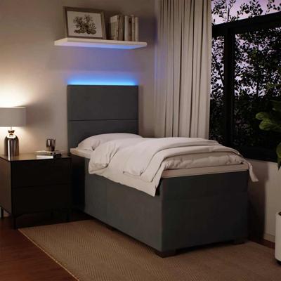 Boxspring met matras fluweel donkergrijs 120x190 cm - thumbnail