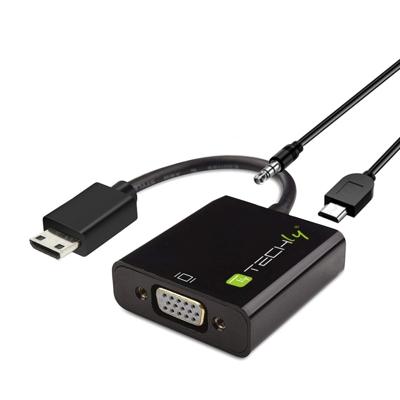 Techly IDATA HDMI-VGA4 HDMI C VGA Zwart kabeladapter/verloopstukje Techly IDATA HDMI-VGA4 HDMI C VGA Zwart kabeladapter/verloopstukje