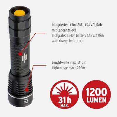 Brennenstuhl LuxPremium oplaadbare focus-LED zaklamp | TL 1201 AF | 1200lm | IP67 - 1178600801 Brennenstuhl LuxPremium oplaadbare focus-LED zaklamp | TL 1201 AF | 1200lm | IP67 - 1178600801