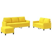 3-delige Loungeset met kussens stof lichtgeel - thumbnail
