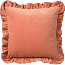 Dutch Decor - YARA - Kussenhoes 45x45 cm - 100% katoen - velvet - met ruches - Muted Clay - roze