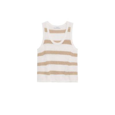 Violeta by Mango gestreepte gebreide top ecru/beige Violeta by Mango gestreepte gebreide top ecru/beige