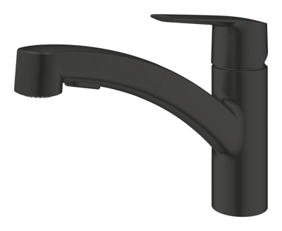 Grohe QuickFix Start keukenmengkraan met uittrekbare handdouche mat zwart Grohe QuickFix Start keukenmengkraan met uittrekbare handdouche mat zwart