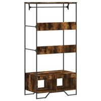 Kledingkast 90x50x180 cm bewerkt hout gerookt eikenkleurig - thumbnail