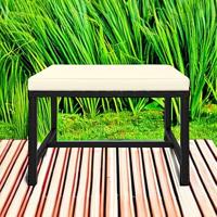 Voetensteun sectioneel met kussen poly rattan zwart - thumbnail