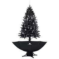 Kerstboom sneeuwend met paraplubasis 190 cm PVC zwart - thumbnail