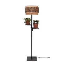 GOOD&MOJO Vloerlamp 'Bhutan' Met 2 plankjes, Bamboe, 160cm, kleur Zwart - thumbnail