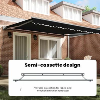 VidaXL Inklapbaar zonnescherm zwart 400 × 300 cm polyester en metaal
