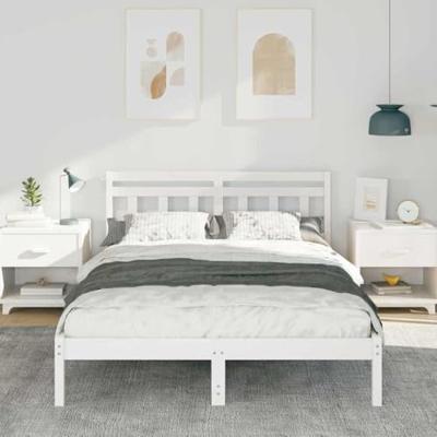 Bedframe met hoofdeinde Wit Grenenhout