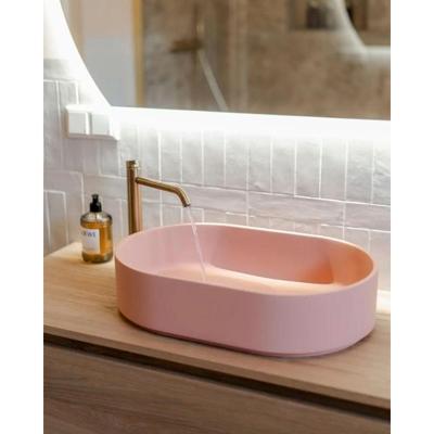 Arcqua Case waskom - 55x36cm - Ovaal - Cast marble Roze Mat WAS404680