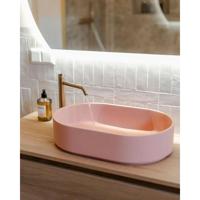 Arcqua Case waskom - 55x36cm - Ovaal - Cast marble Roze Mat WAS404680 - thumbnail