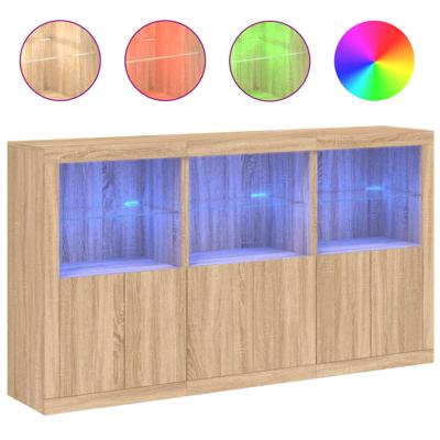 Dressoir met LED-verlichting 181,5x37x100 cm sonoma eikenkleur