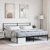 Bedframe met hoofdbord metaal zwart 183x213 cm - thumbnail