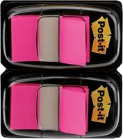 Post-it index standaard, ft 24,4 x 43,2 mm, houder met 2 x 50 tabs, roze - thumbnail