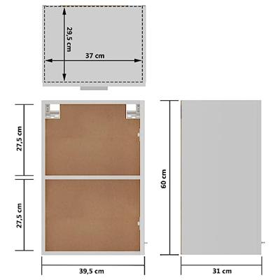 VidaXL Bovenkast lyon 39,5x31x60 cm bewerkt hout wit VidaXL Bovenkast lyon 39,5x31x60 cm bewerkt hout wit