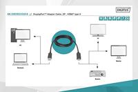 Digitus AK-340303-010-S DisplayPort-kabel DisplayPort / HDMI Adapterkabel DisplayPort-stekker, HDMI-A-stekker 1.00 m Zwart Afgeschermd (drievoudig) - thumbnail