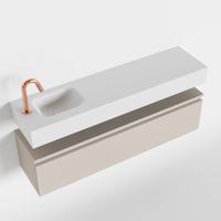 MONDIAZ ANDOR 120cm toiletmeubel linen. LEX 120cm wastafel talc links 1 kraangat - thumbnail