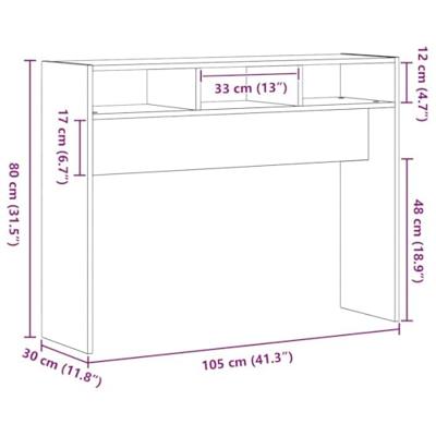 Wandtafel Zwart eiken 105 x 30 x 80 cm Bewerkt hout